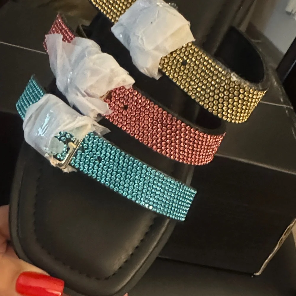 😎Cape Robbin Yellow, Coral & Teal Triple-Strap Platform Slide☀️BRAND NEW IN BOX
